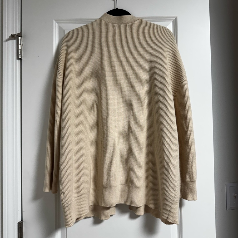 Oversized Cream Button-Up Cardigan - Picture 3 of 3